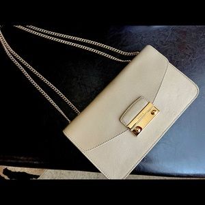 Furla Julia Saffiano leather chain shoulder bag (nude)